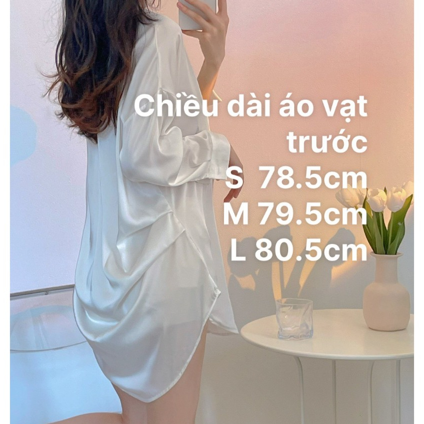 Áo Sơ Mi Lụa Satin Dáng Dài Trùm Mông Sang Chảnh Nhiều Màu Mặc Đi Chơi Đi Ngủ | BigBuy360 - bigbuy360.vn