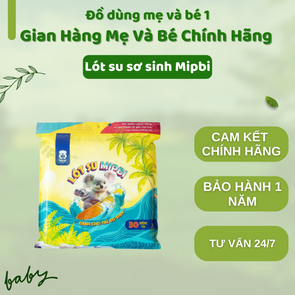 Lót su sơ sinh Mipbi cho bé - Lót phân su 3 lớp - Hàng Chính Hãng