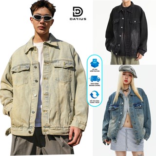 Áo Khoác Jean Bò nam nữ Unisex Darius, áo khoác Denim jacket nam bò form rộng đủ màu big size