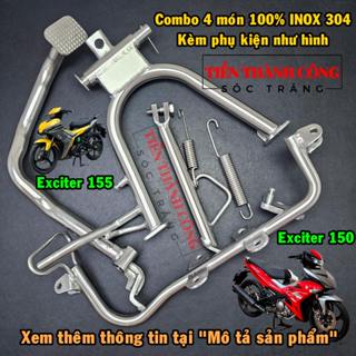  INOX 304 Combo 4 món xe Exciter 150 - Exciter155 Gác máy - Chống đứng - Chống nghiêng - Đạp thắng  Kèm phụ kiện đầy đủ  