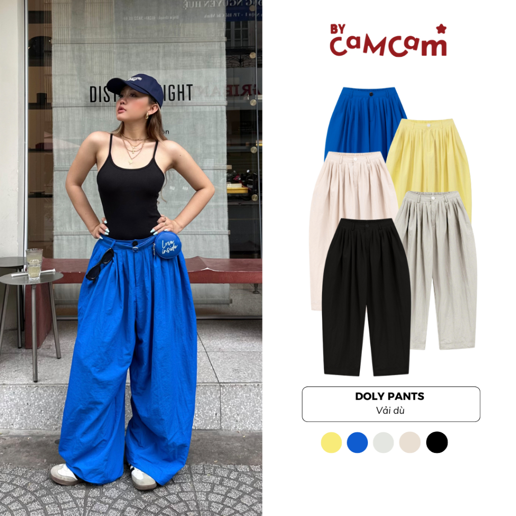 Quần Vải Dù Xếp Ly 𝑩𝒚𝒄𝒂𝒎𝒄𝒂𝒎 Dáng Thụng Bycamcam Màu Mới Marine Collection quần ống rộng nữ quần ống rộng nam QTD031