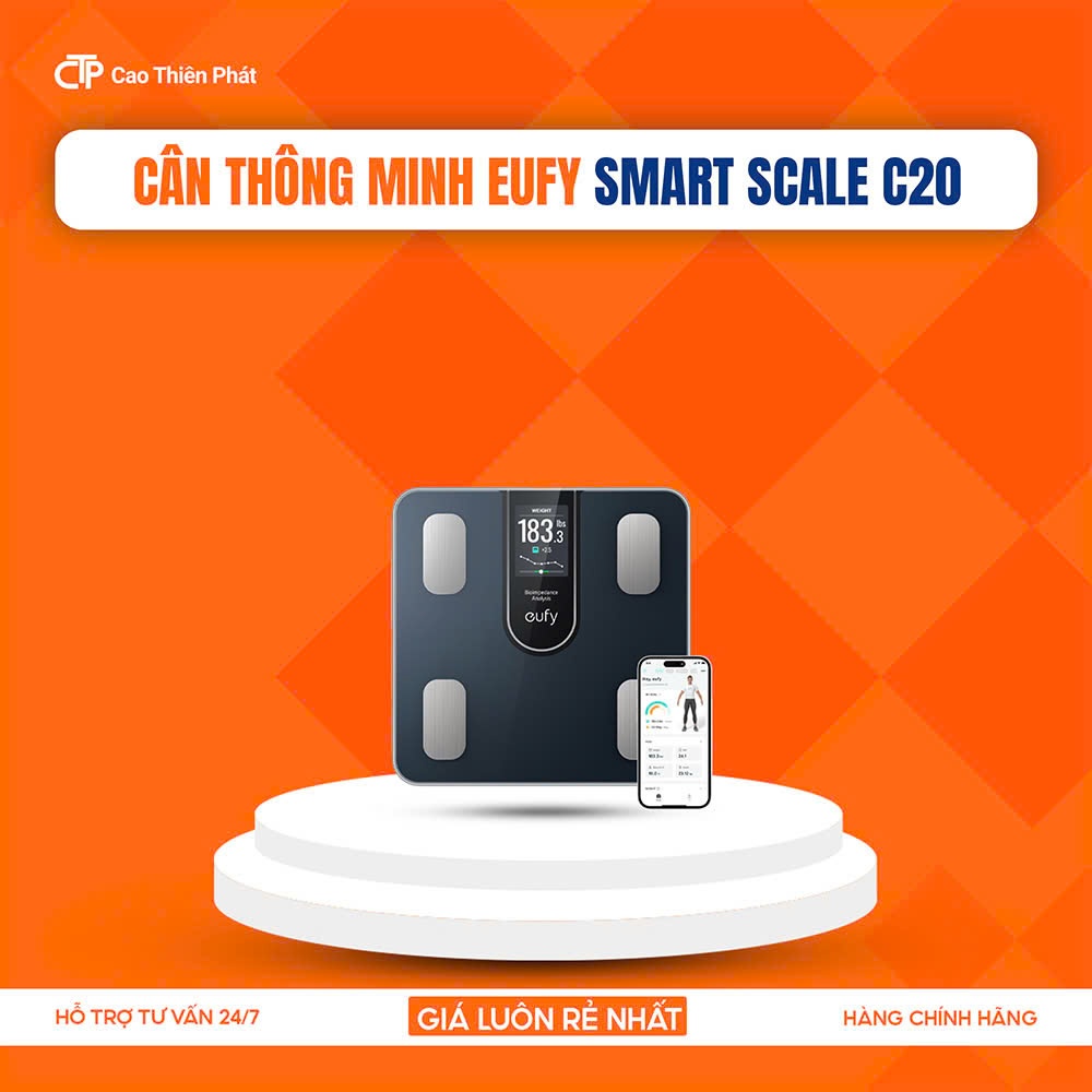 🍀Mới 2026🍀Cân Điện Tử Thông Minh Eufy C20 Tích hợp App sức khỏe | Chính hãng bảo hành 12 tháng
