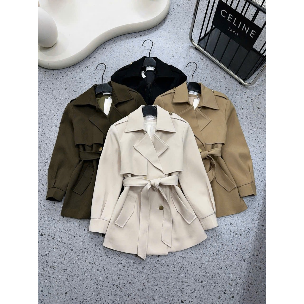 (A.01 Hàng Shop): Áo Khoác Mangto Cổ Vest 4 Màu Hàng 2 Lớp Cúc Đồng Tay Bo Phối Dây Buộc Dáng Lửng Mặc Siêu Ấm Lollaye | BigBuy360 - bigbuy360.vn