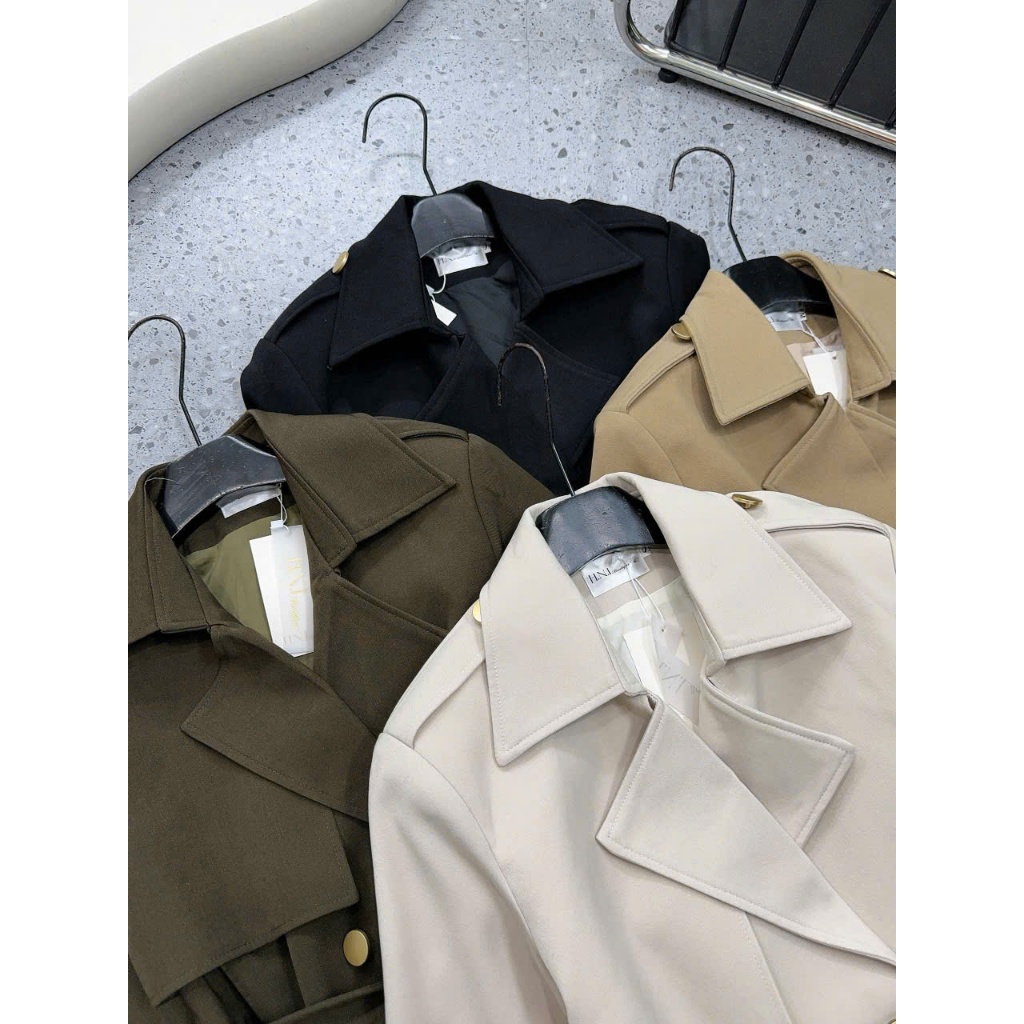 (A.01 Hàng Shop): Áo Khoác Mangto Cổ Vest 4 Màu Hàng 2 Lớp Cúc Đồng Tay Bo Phối Dây Buộc Dáng Lửng Mặc Siêu Ấm Lollaye | BigBuy360 - bigbuy360.vn