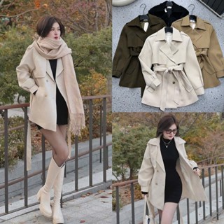 (Hàng Shop): Áo Khoác Mangto Cổ Vest 4 Màu Hàng 2 Lớp Cúc Đồng Tay Bo Phối Dây Buộc Dáng Lửng Mặc Siêu Ấm-Ảnh Lollaye