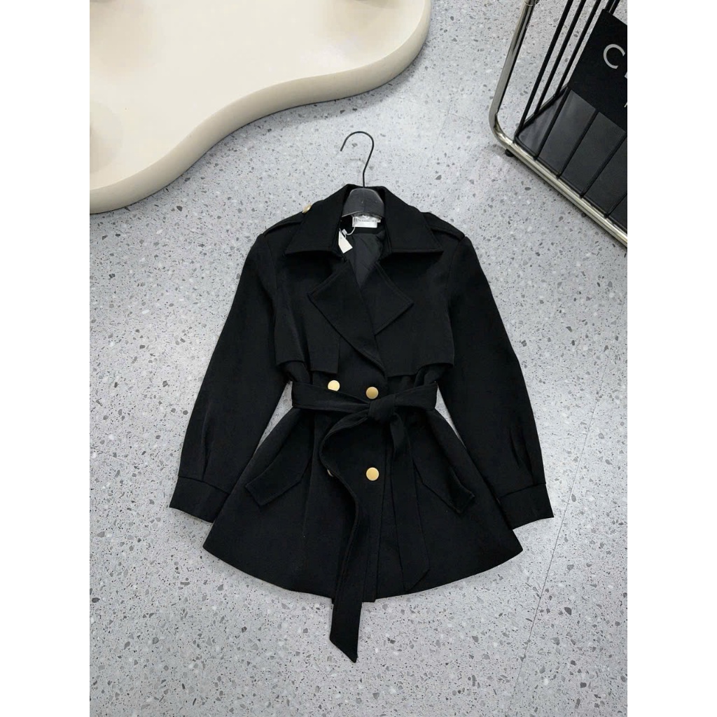 (A.01 Hàng Shop): Áo Khoác Mangto Cổ Vest 4 Màu Hàng 2 Lớp Cúc Đồng Tay Bo Phối Dây Buộc Dáng Lửng Mặc Siêu Ấm Lollaye | BigBuy360 - bigbuy360.vn