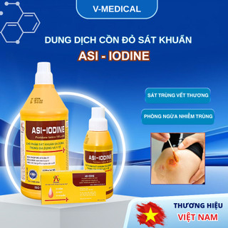 Dung dịch cồn đỏ sát khuẩn ASI - IODINE, cồn vệ sinh vết thương 10% Povidone Lodine 500ml-100ml
