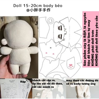  Rập - KHÔNG phải doll - đọc kĩ mô tả trước khi đặt. Rập giấy a4 trắng đen. Rập may doll 10cm-15cm-20cm.Rập doll chân dài 