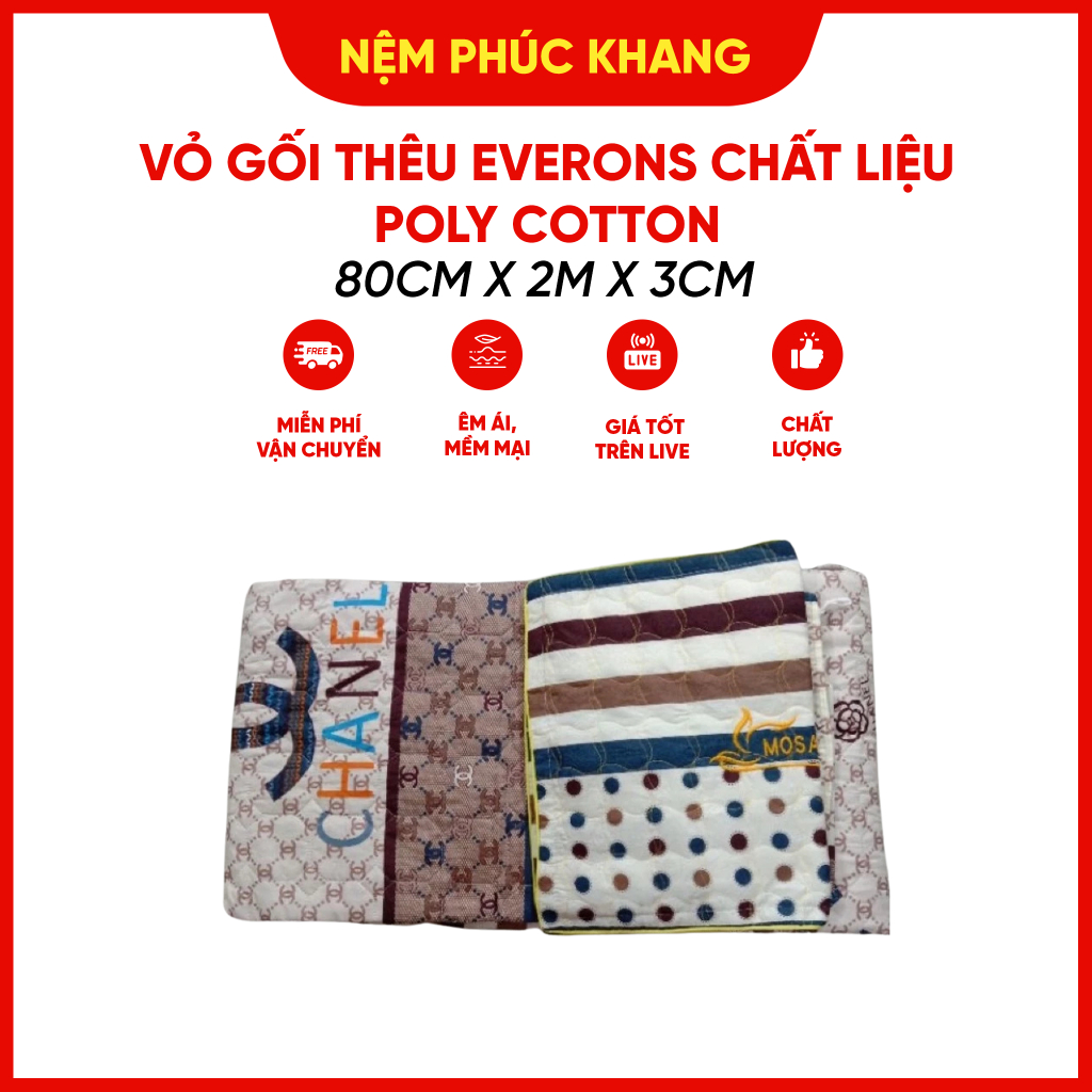 Vỏ gối thiêu EVERONS chất liệu 100% cotton poly (40x60cm)