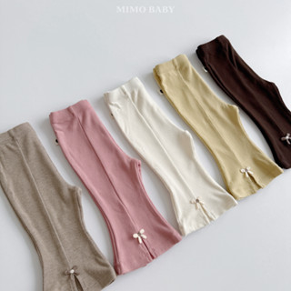 Quần ống loe đính nơ chất liệu tăm lông cào bông cho bé gái Mimo Baby Q01