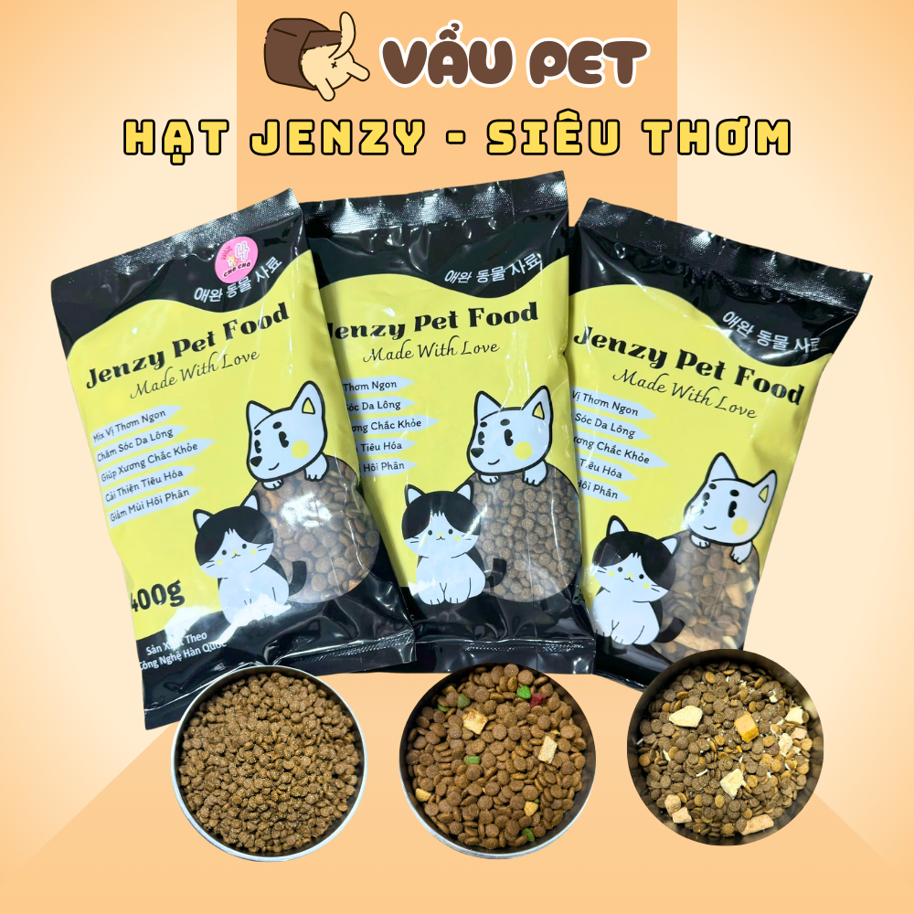  Hạt Cho Chó Mèo Mix Topping Sấy Khô Jenzy Pet Food Giàu Dinh Dưỡng Organic 400g 