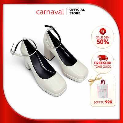 Giày Cao Gót Đế Vuông Cao 9cm Carnaval Có Quai Mũi Vuông Sang Trọng, Qúy Phái - VS95