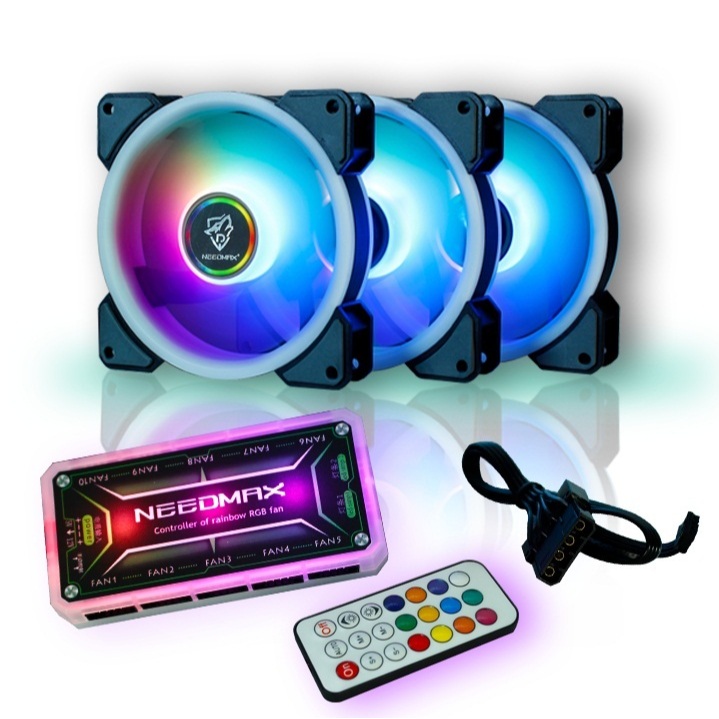 Bộ 3 Fan Led RGB NEED MAX M16, Kèm HUB Led RGB hiệu ứng màu sắc cực đẹp