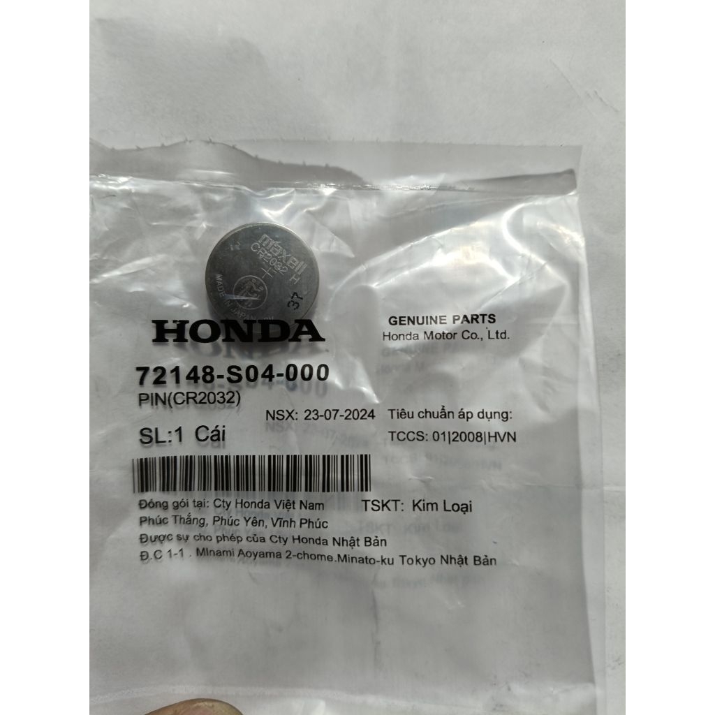 pin remote khoá smartkey CR2032 maxell