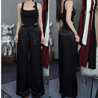  T710-  Dài 103cm ống 30cm  Quần lụa phi dày dặn mát mịn ống rộng cạp cao Mộc She 