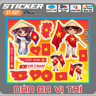  Sét Tem Cờ Việt Nam  Logo Stiker Cờ Việt Nam Dán Trang Trí Xe Máy  Xe otto  Xe Đạp vv.. 