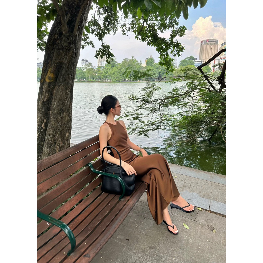 Đầm Lụa Cổ Yếm Form Dài Không Dây Kéo, Không Mút, Một Lớp Nữ Dress Women - LYC | BigBuy360 - bigbuy360.vn