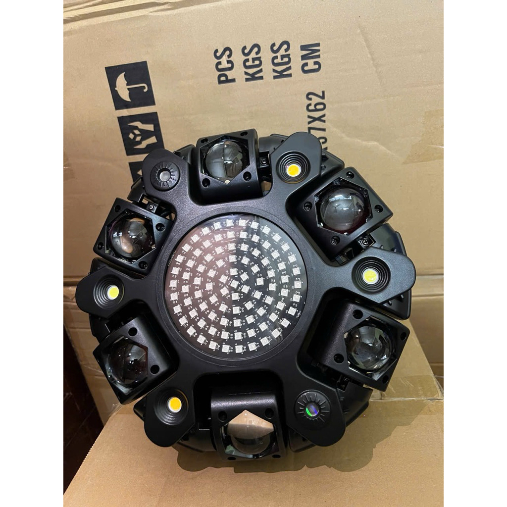 đèn moving 6 bóng mặt led  4 chớp tích hợp laser