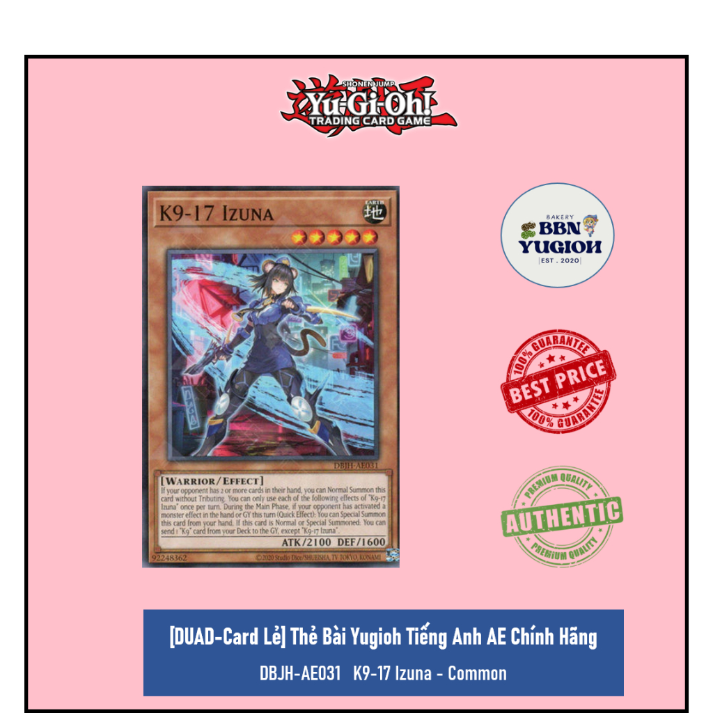 Thẻ Bài Yugioh Tiếng Anh AE Chính Hãng: DBJH-AE031K9-17 Izuna - Common