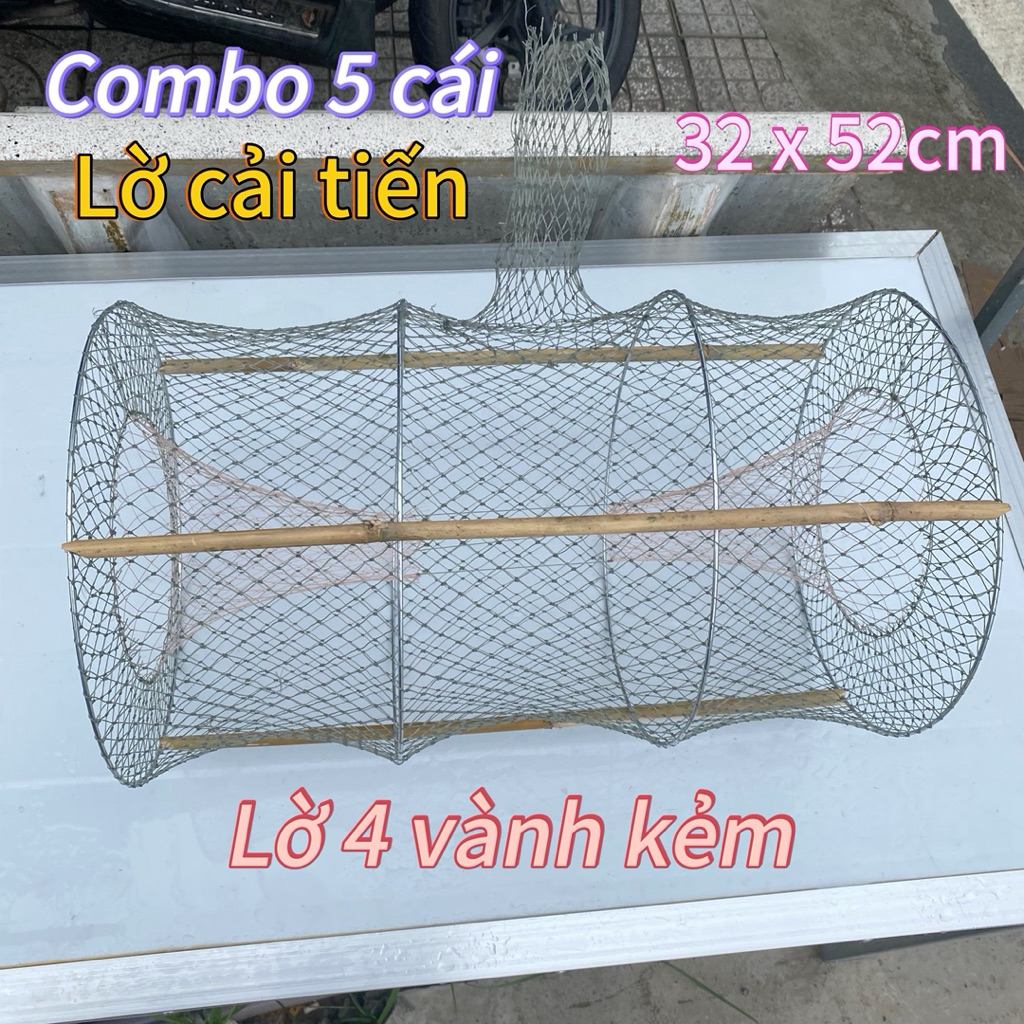 5 lờ cải tiến 4 vành kẻm, lờ bắt cá, lợp cá lóc, rô trê...