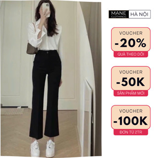 Quần Tây Nữ Ống Đứng Cạp Lưng Cao Cho Nấm Lùn Dáng Suông Loe Nhẹ, Tôn Dáng Phong Cách Hàn Quốc TT01