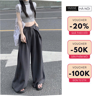 Quần Tây Ống Rộng Xếp Ly Lưng Cao Vải Tuyết Mưa Dày Dặn Phong Cách Hàn Quốc Mẫu Mới 2025