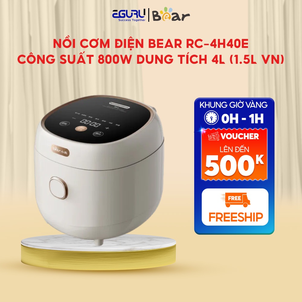 Nồi Cơm Điện 1.5L Bear DFB-C40K6 (RC-4H40E) 800W - Chống Dính 5 Lớp - 6 Chế Độ Nấu - BH 18 Tháng