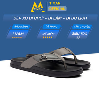  Dép nam xỏ ngón đẹp Timanvn quai ngang chất liệu da bò tông lê cao cấp bảo hành 1 năm DL55 