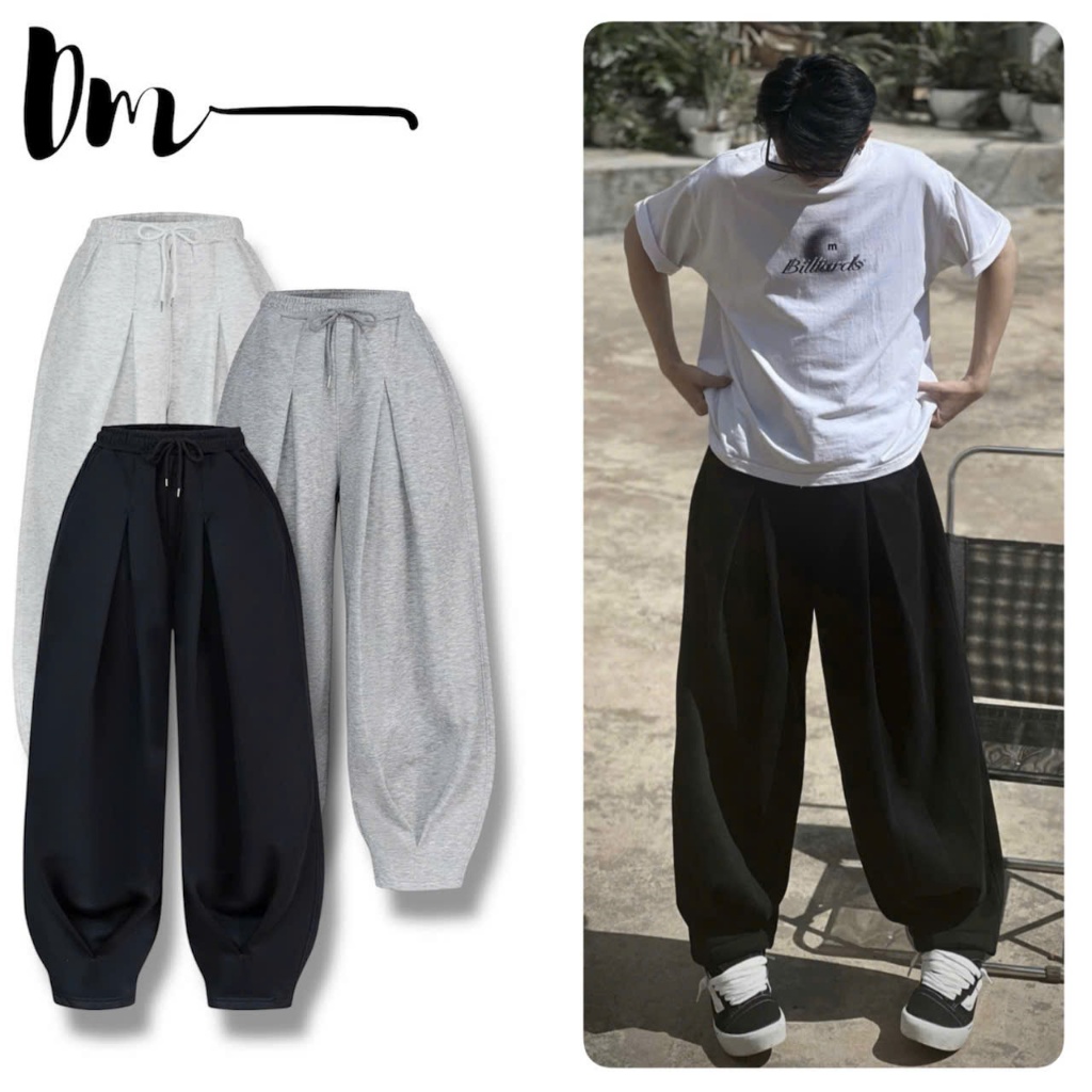 [MỞ BÁN]Quần dài form siêu rộng Wide Leg Pleated Pants chất liệu nỉ 2 da mặt nhẵn Unisex nam nữ mặc 