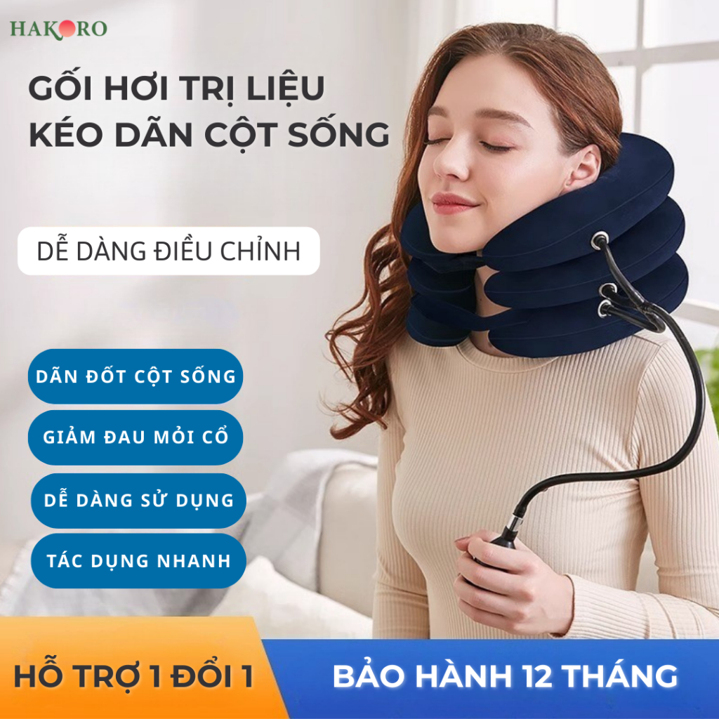 Đai Gối Hơi Kéo Giãn Đốt Sống Cổ HARUCO Đai Kéo Giãn Hỗ Trợ Giảm Chèn Ép Dây Thần Kinh Vùng Cổ