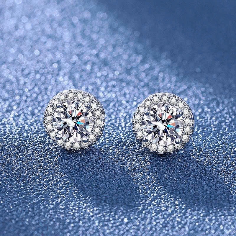 Bông tai 925 đính đá Moissanite 1ct nhẹ nhàng, thanh lịch
