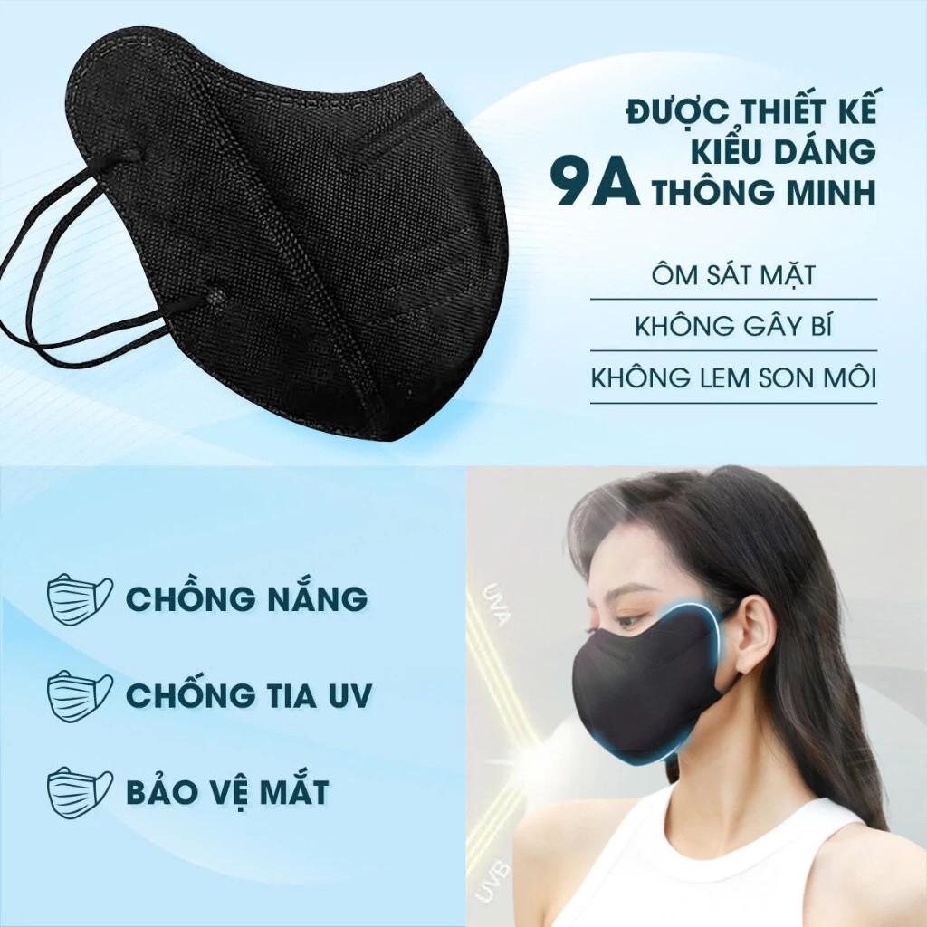 Thùng 300 cái Khẩu trang 9A XL Mask 5 lớp Kháng Khuẩn chống nắng che toàn mặt, chống tia UV