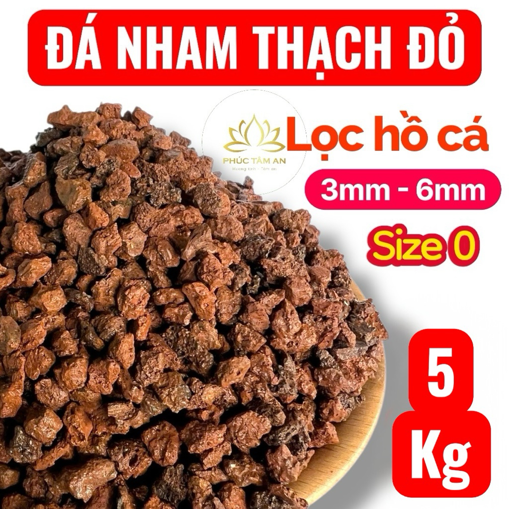 Đá nham thạch đỏ 5kg – nhiều size 3mm–5cm – lọc hồ cá/thuỷ sinh/bonsai – kho sỉ lẻ