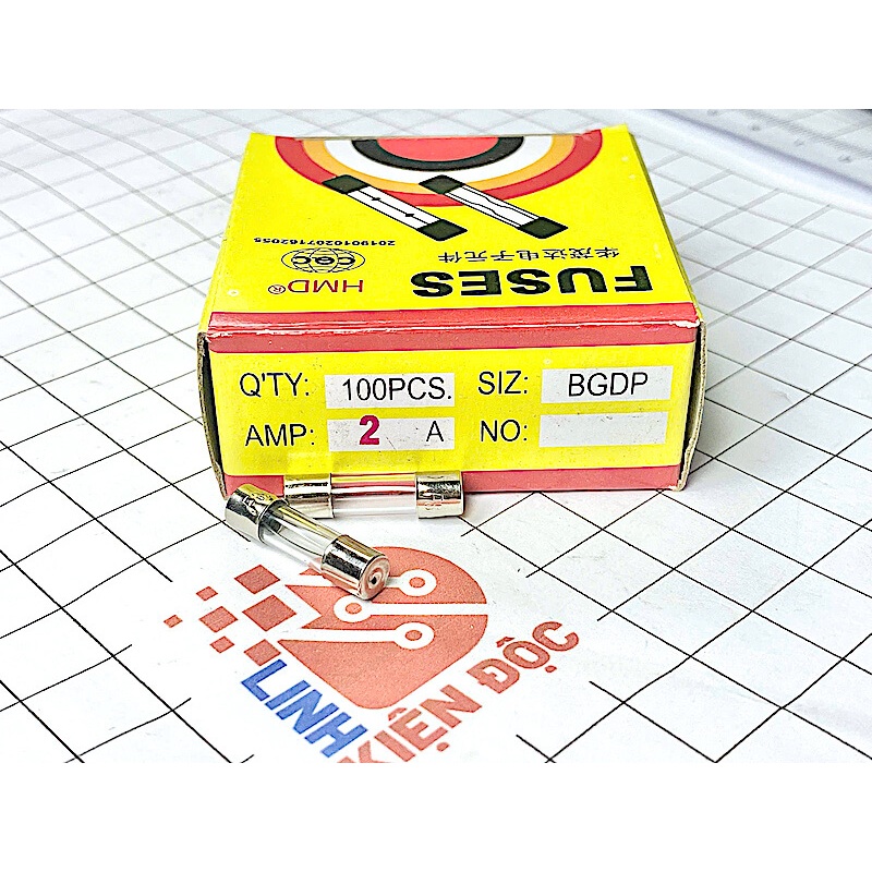 Hộp cầu chì thủy tinh 2A 250V 5x20mm F2AL250V (100con)