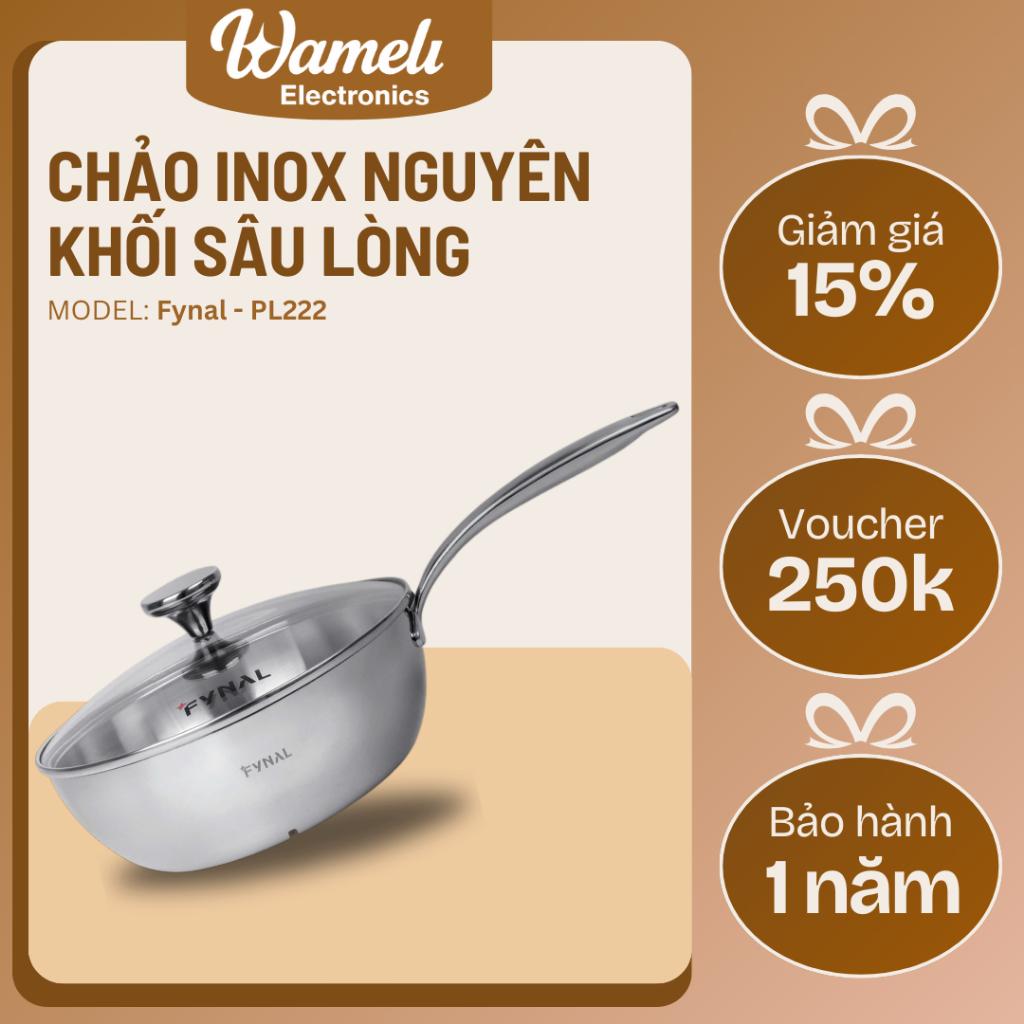 Chảo sâu lòng inox Fynal 316L – Inox 316 chuẩn y tế an toàn, chống dính, bền mãi