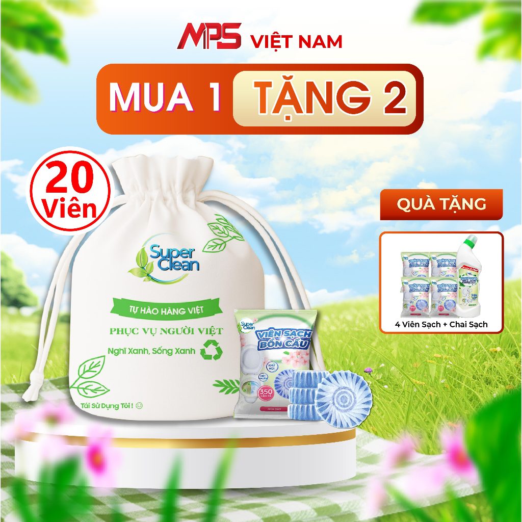 Combo 20 Viên Sạch - Tặng 4 Viên Sạch Bồn Cầu Super Clean và 1 Chai Sạch Bồn Cầu Super Clean - MPS