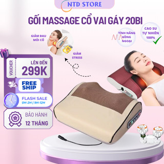 Gối Massage Cổ Vai Gáy Hồng Ngoại - Gối Massage Hồng Ngoại 20 Bi Cao Cấp Thế Hệ Mới