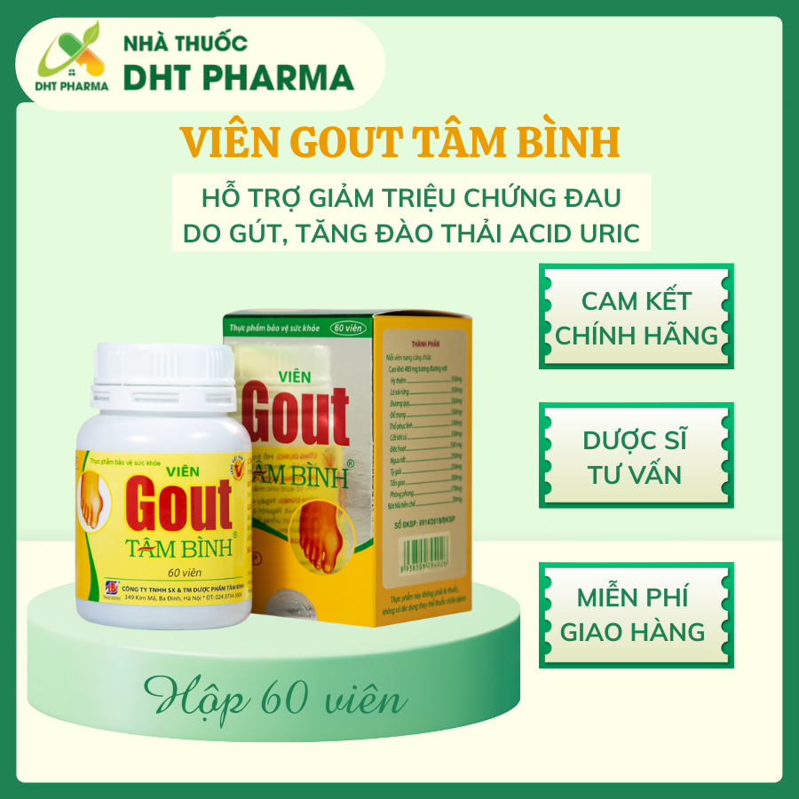 Viên Gout Tâm Bình (Hộp 60 viên)