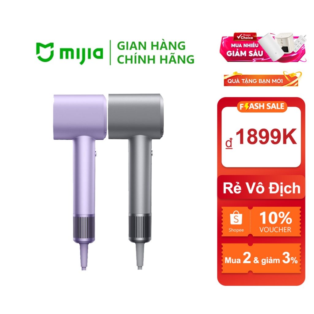 Máy Sấy Tóc Teflon Mijia Negative Ion 1800W - Sấy Khô Nhanh 3 Phút, Tóc Bóng Mượt, Giảm Rối, Tóc Vào