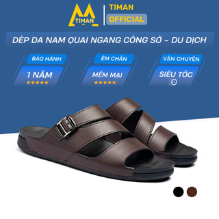 Dép da nam quai ngang dép lê đẹp xỏ ngón cao cấp nam trung niên sandal công sở BH 1 năm DL101 TIMAN
