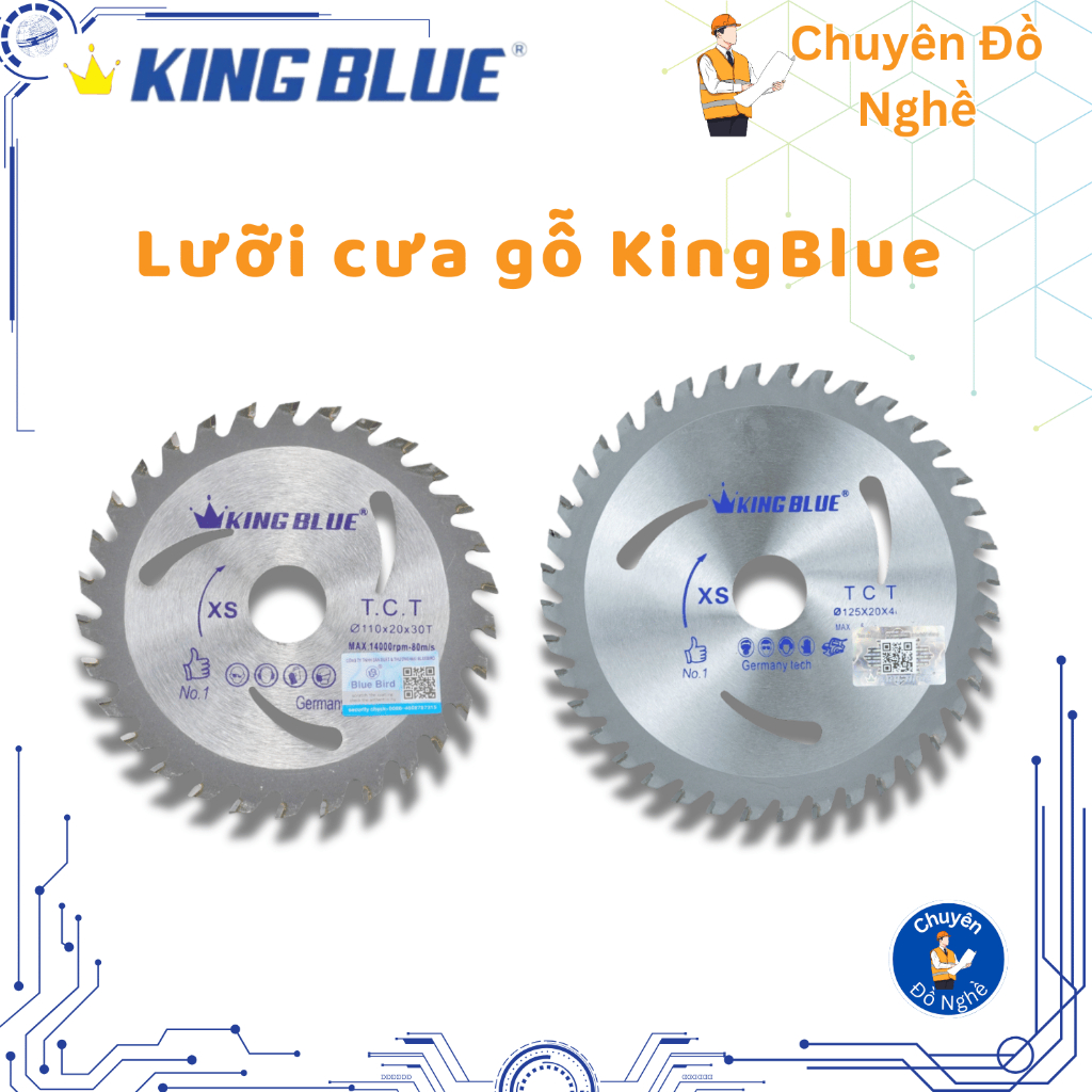 Lưỡi cưa gỗ 1 tấc 110mm 30 răng, 125mm 40 răng KingBlue, lưỡi cắt gỗ - Hàng chính hãng