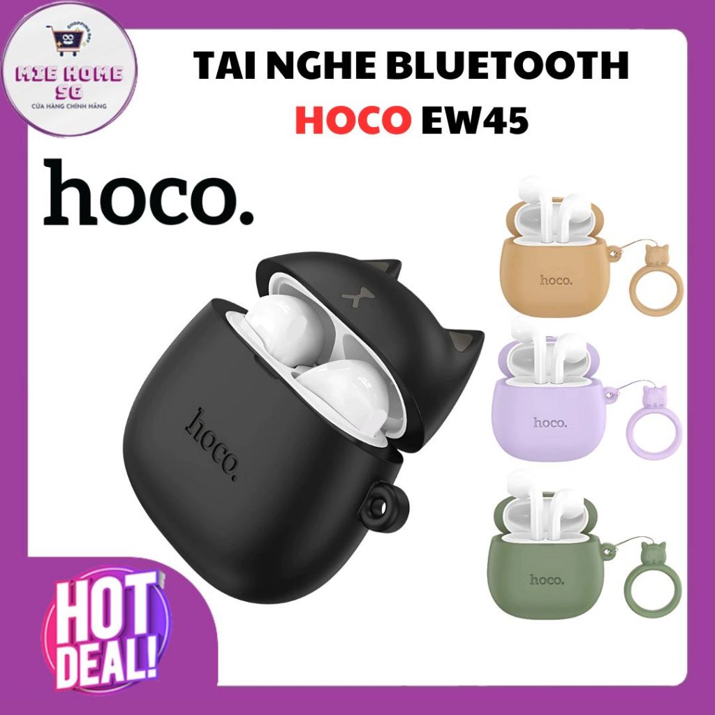 Tai Nghe Bluetooth Hoco EW45, Bluetooth 5.3, Nghe Nhạc 4H, Có Mic Đàm Thoại, Kèm Case Silicon Cute C
