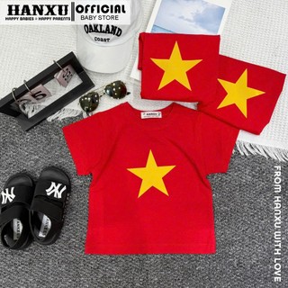  Áo Phông Bé Trai Cờ Đỏ Sao Vàng Xinh Form Basic Vải Cotton Áo Phông Cho Bé Trai Hanxu 