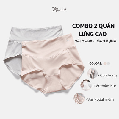 Combo 2 Quần Lót Nữ Mustoto Vải Modal Trơn Lưng Cao Ôm Bụng Thoải Mái (MQ78)