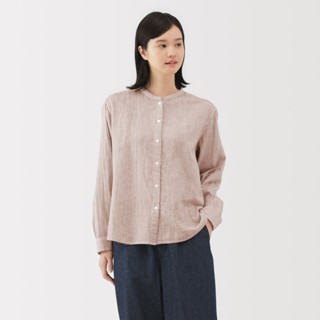  MUJI Áo Blouse Tay Dài Vải Gauze Đôi Phối Kapok 
