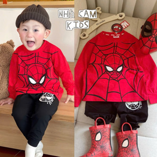 Bộ Thu Đông Cho Bé, Bộ Dài Tay Thu Đông Áo Đỏ Mạc Nhện Quần Đen Cho Bé - Nhà Cam