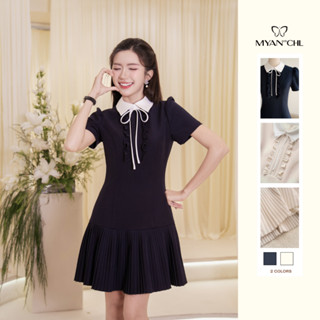  Váy Ngắn Tay MYAN DESIGN Phối Cổ Đuôi Cá Xếp Ly Nhỏ Thời Trang Thanh Lịch VSS250302 