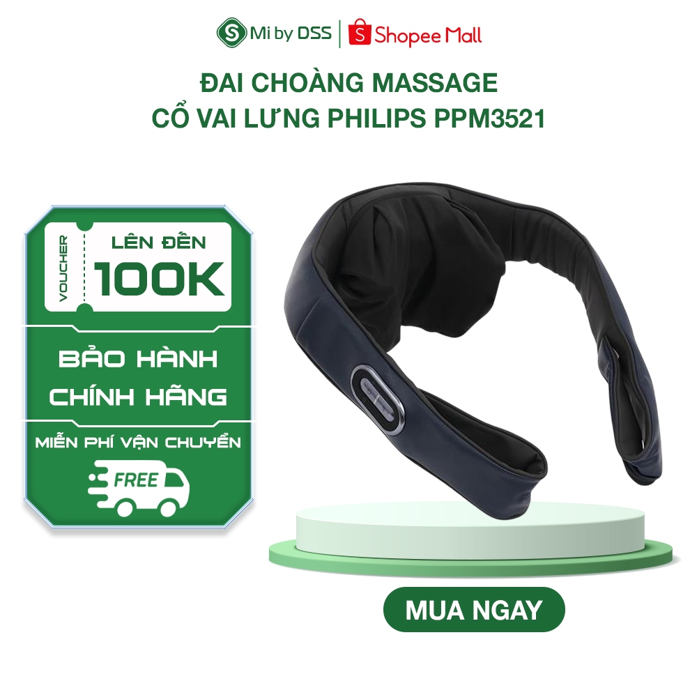 Đai choàng massage cổ vai lưng Philips PPM3521 Cao Cấp / PPM3522 Tiêu Chuẩn - Bảo hành 24 tháng