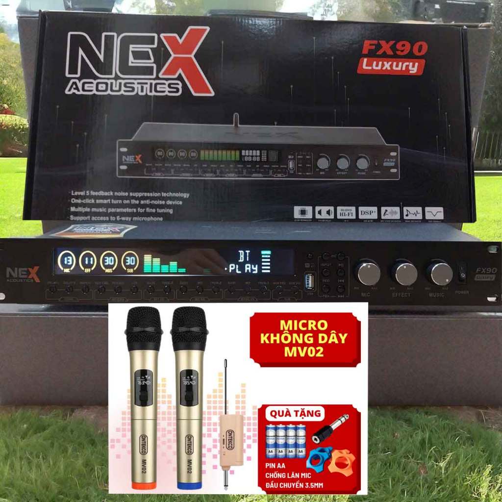 [kèm micro đôi] Vang cơ karaoke chuyên nghiệp NEX FX90 Plus  Vang cơ Karaoke vang cơ Nex FX90PLUS