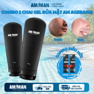 Combo AMMAN 2 chai gel rửa mặt ngừa mụn nam AM AGERASIA 100ml Cải thiện da mặt, Hương thơm nam tính mạnh mẽ